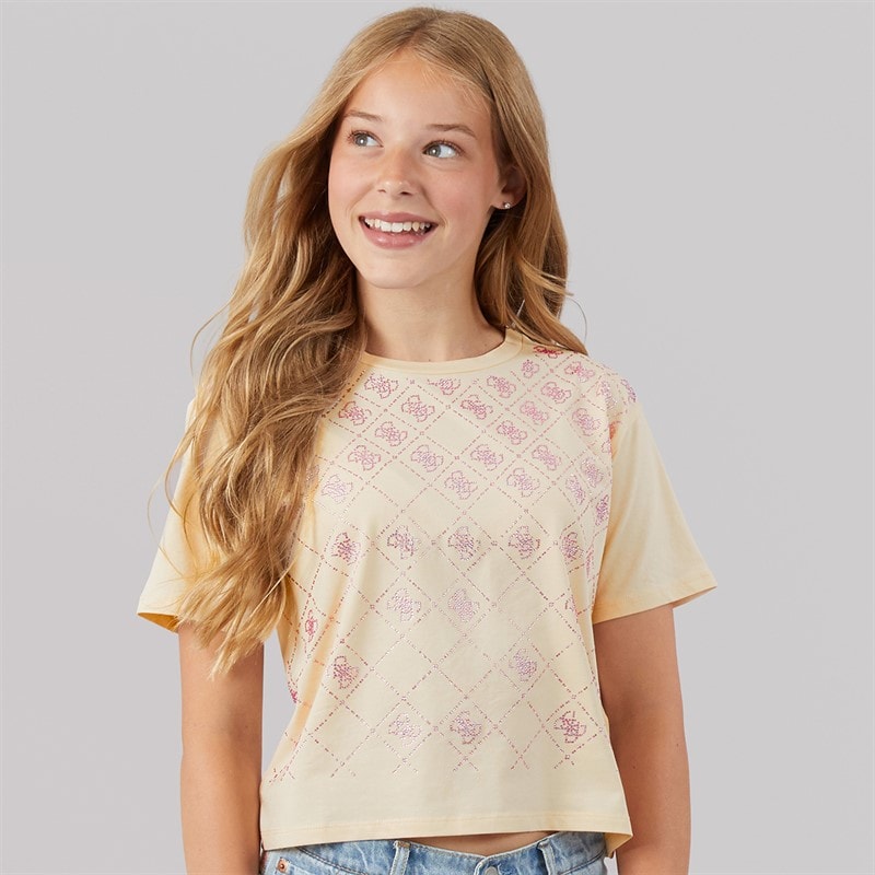 Guess Girls Boxy T-Shirt Broderie Vanilla