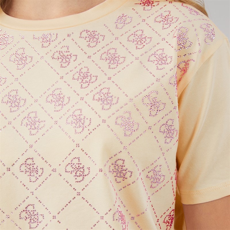 Guess Girls Boxy T-Shirt Broderie Vanilla - Image 3