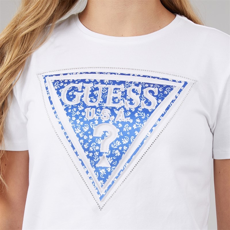 Guess Girls High Low T-Shirt Pure White - Image 5