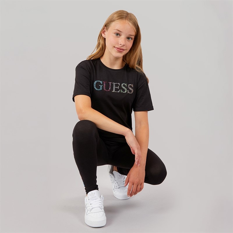 Guess Girls T-Shirt Jet Black A996 - Image 4
