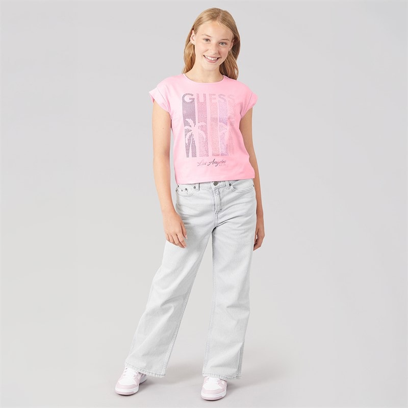 Guess Girls Midi Boxy T-Shirt Taffy Rose - Image 4