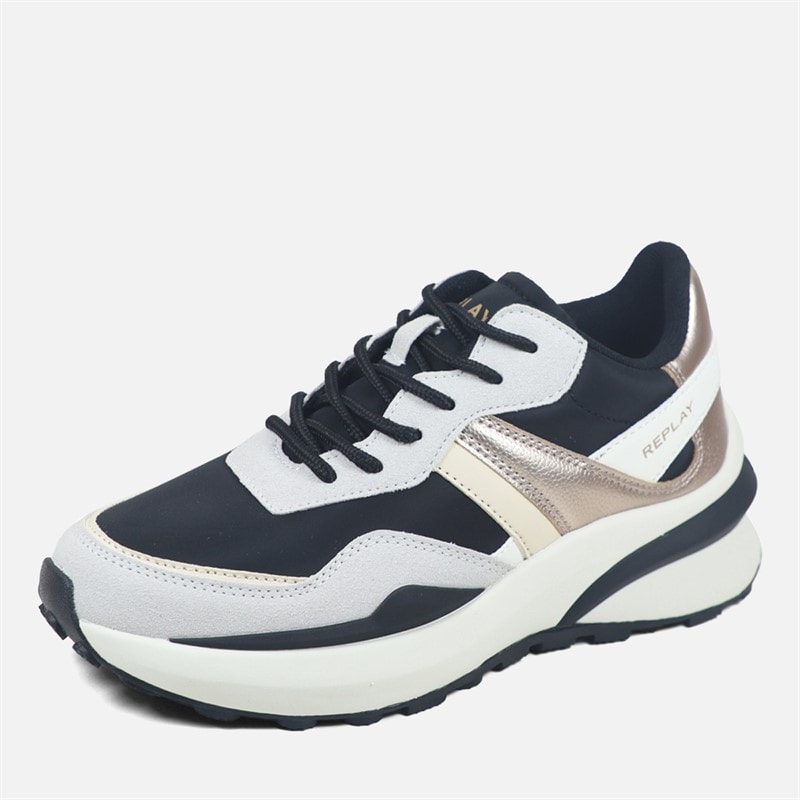 Replay Womens Athena Trainers Black Off White - Image 2
