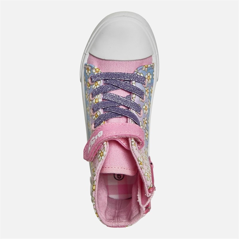 Bluey Girls Flowers Hi Top Canvas Trainers Pink/Multi - Image 4