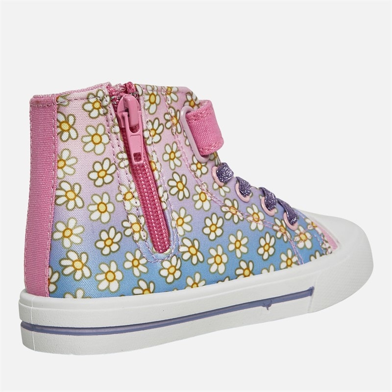 Bluey Girls Flowers Hi Top Canvas Trainers Pink/Multi - Image 5