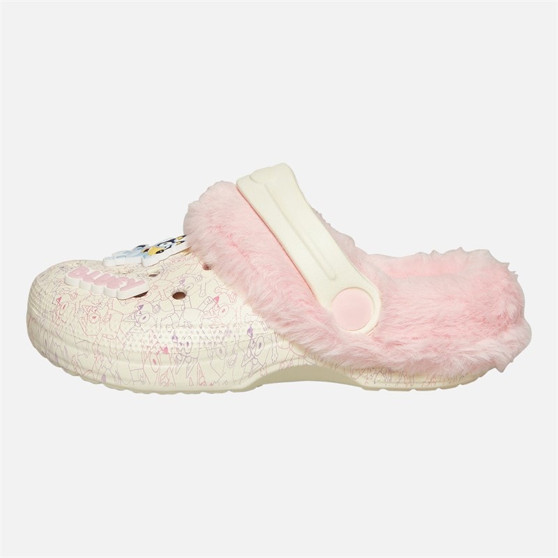 Bluey Infants Girls Jump Fur Lined Clogs Beige/Pink - Image 2