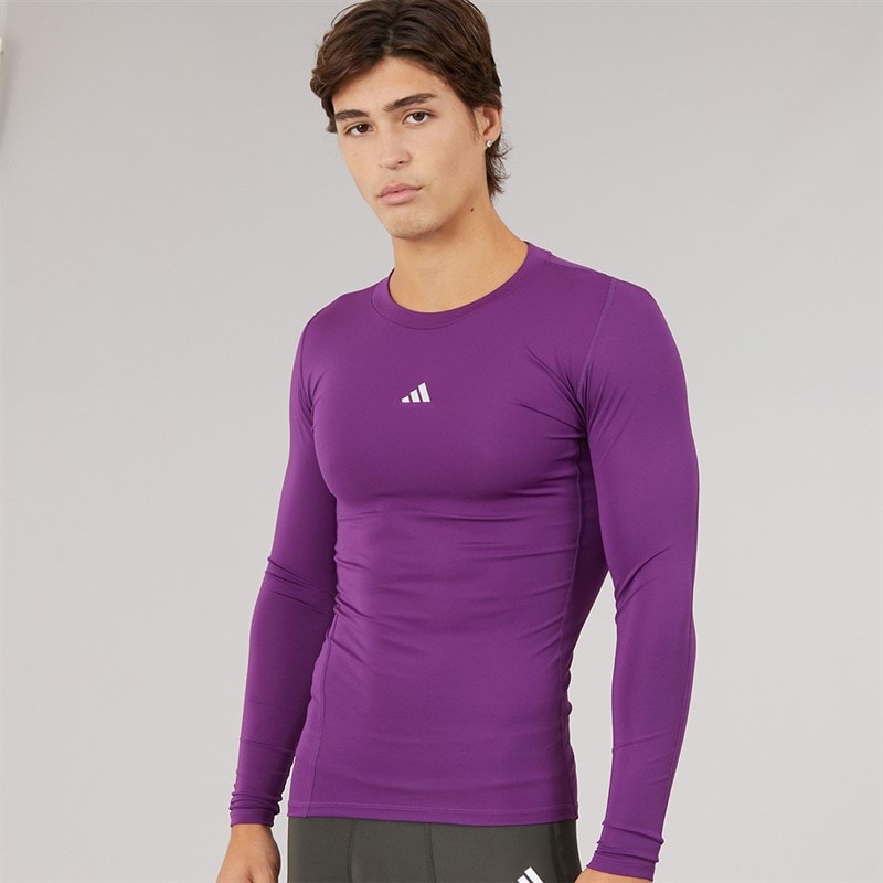 adidas Mens Techfit Long Sleeve T-Shirt Glory Purple