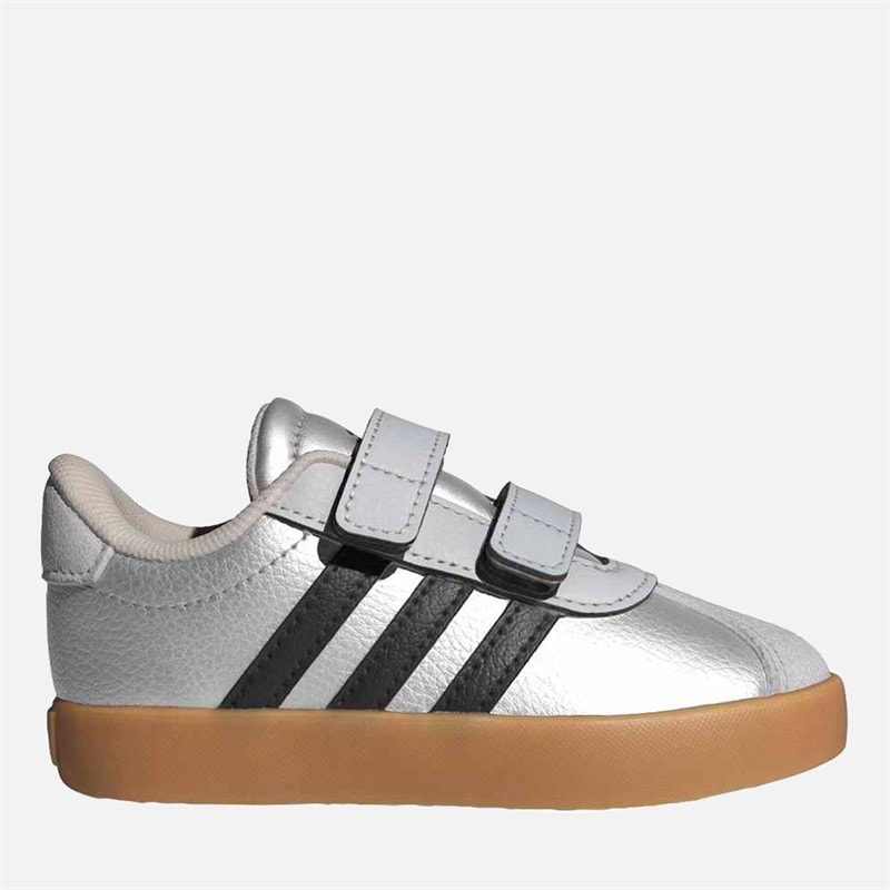 adidas Infant VL Court 3.0 Velcro Trainers Silver Metallic/Core Black/Light Solid Grey