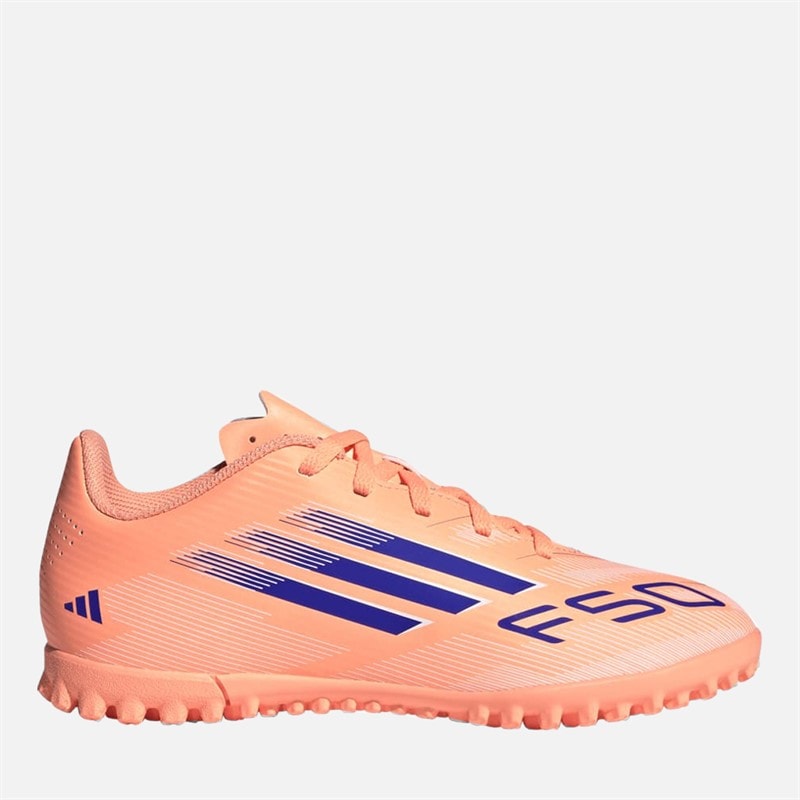 adidas Kids F50 Club Coral Blaze Pack TF Astro Football Boots Beam Orange/Lucid Blue/Cloud White