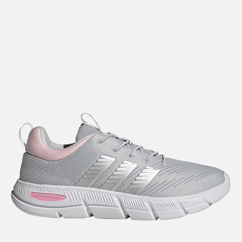 adidas Womens Cloudfoam Flex Elastic Lace Trainers Light Solid Grey/Matte Silver/Clear Pink