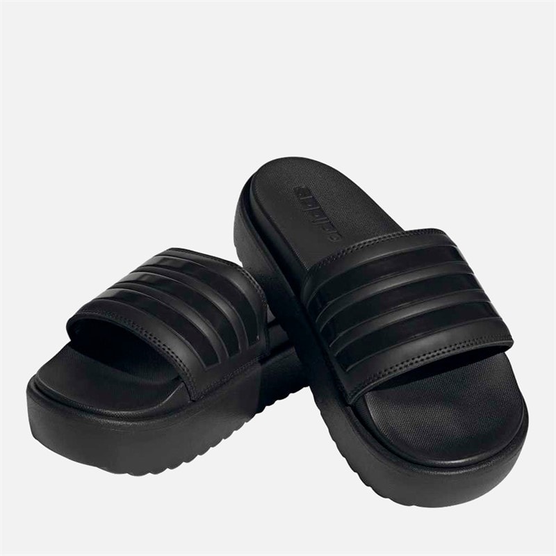 adidas Womens Adilette Platform Sliders Core Black/Core Black/Core Black