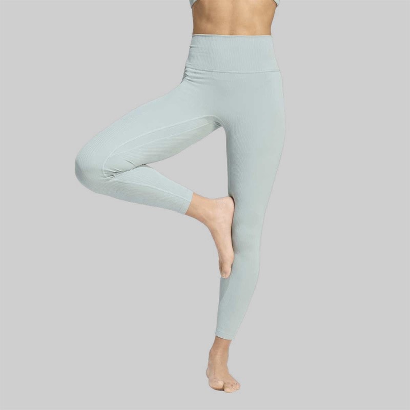 adidas Womens All Me Rib 7/8 High Waisted Tight Leggings Wonder Sage