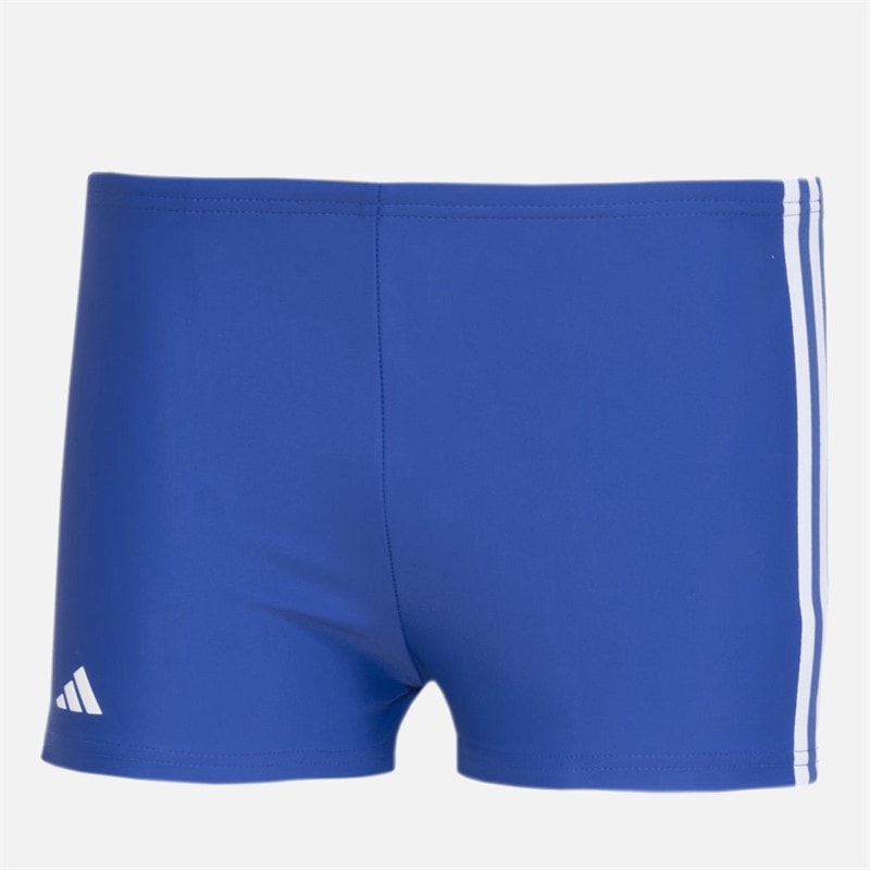 adidas Junior Boys 3-Stripes Classic Swim Boxer Trunks Semi Lucid Blue/White