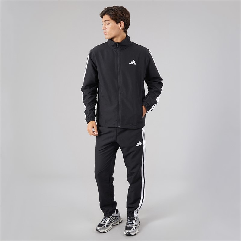 adidas Mens 3-Stripes Woven Tracksuit Black