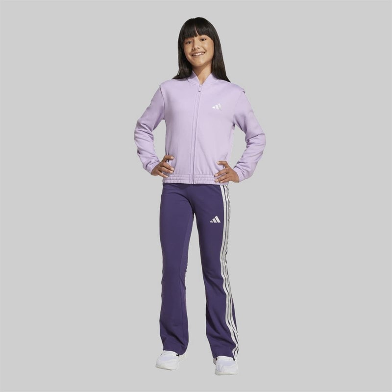 adidas Junior Girls Glam Full Zip Tracksuit Powder Plum/Silver Metallic