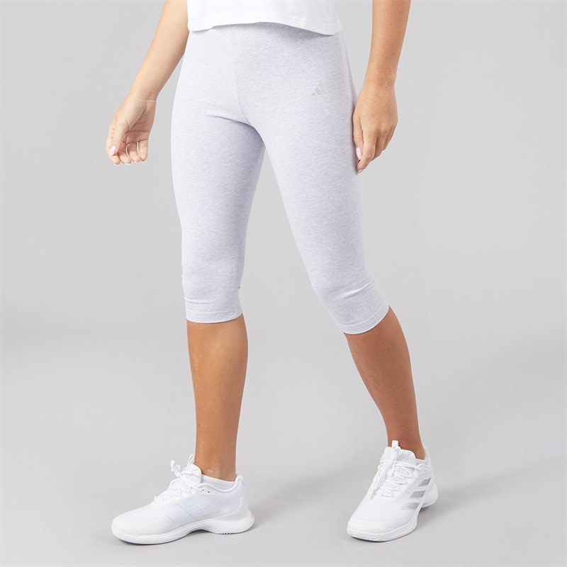adidas Womens Seasonal Essentials Rib Capri Leggings Light Grey Heather