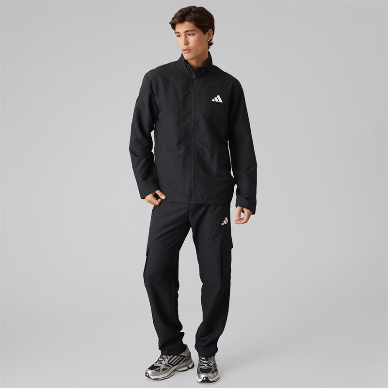 adidas Mens Sportswear Woven Cargo Tracksuit Black