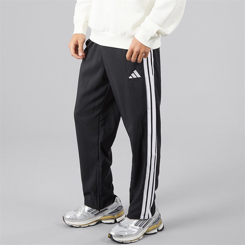 adidas Mens Essentials 3-Stripes Open Hem Track Pants Black/White