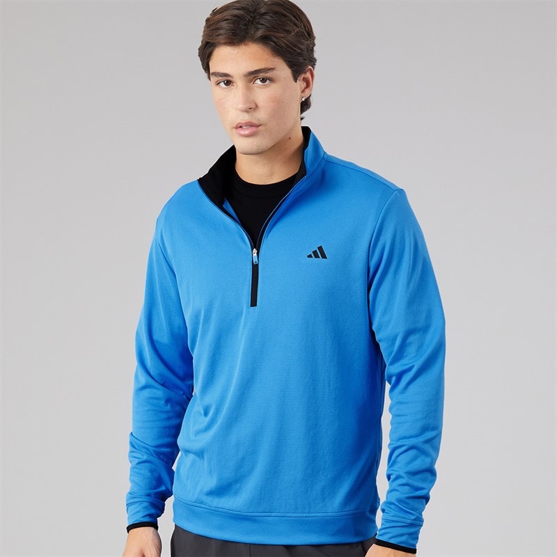 adidas Mens Lightweight 1/2 Zip Golf Top Lucid Ray Blue