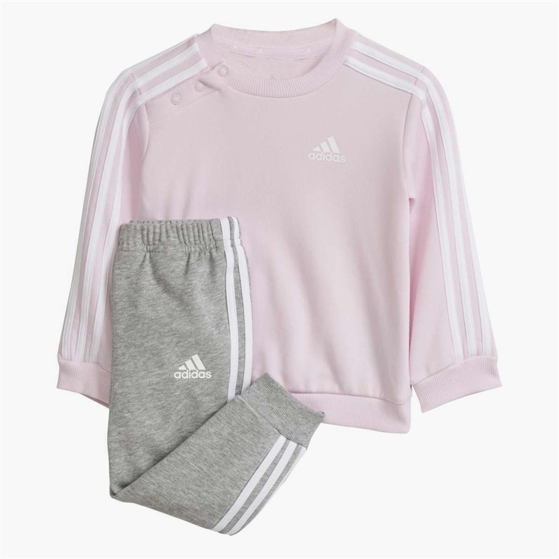 adidas Infant Girls Essentials 3-Stripes Sweatshirt And Joggers Set Clear Pink/White