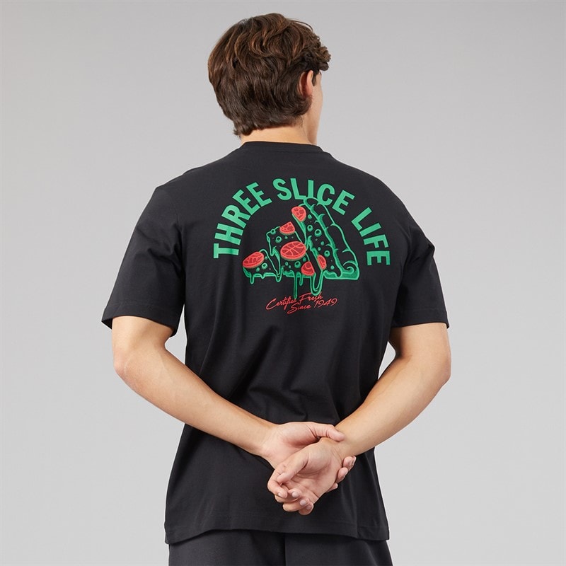 adidas Mens Lounge Pizza Back Graphic T-Shirt Black