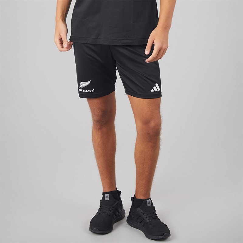 adidas Mens New Zealand All Blacks Gym Shorts All Black/Pure Teal