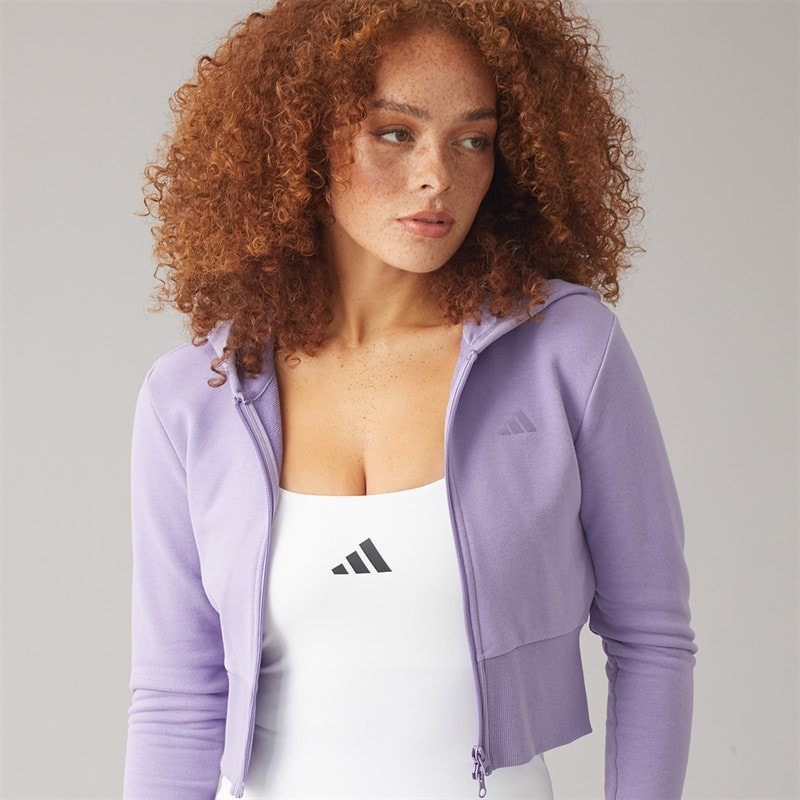 adidas Womens Seasonal Essentials Full Zip Hooded Track Jacket Magic Lilac