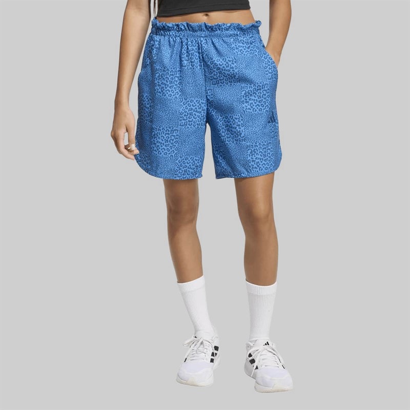 adidas Junior Girls Sport Icons Printed Shorts Ray Blue/Dusky Petrol/Dusky Petrol
