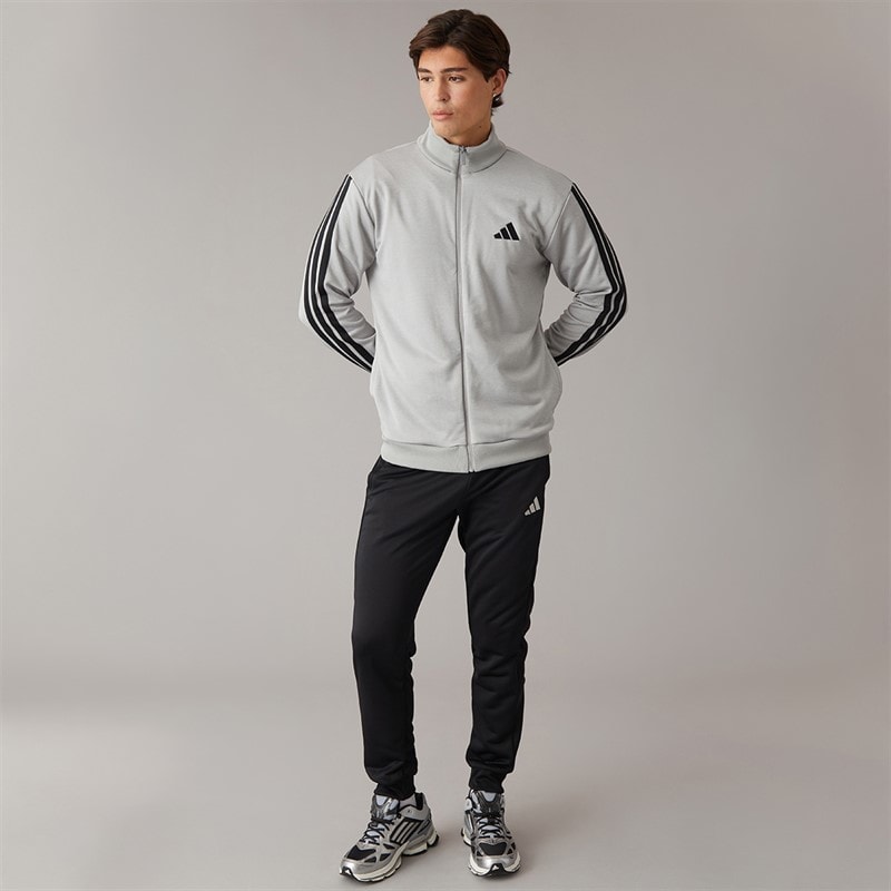 adidas Mens 3 Stripes French Terry Tracksuit Medium Grey Heather/Solid Grey