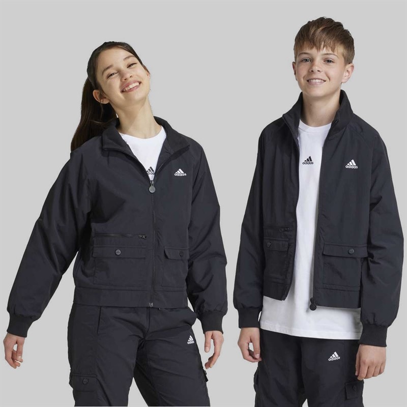 adidas Junior Street Jam Woven Cargo Jacket Black/White