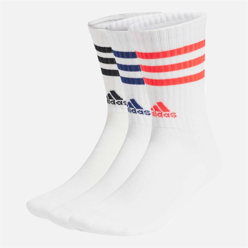 adidas Sportswear 3-Stripes Cushioned Three Pack Crew Socks White/White/White
