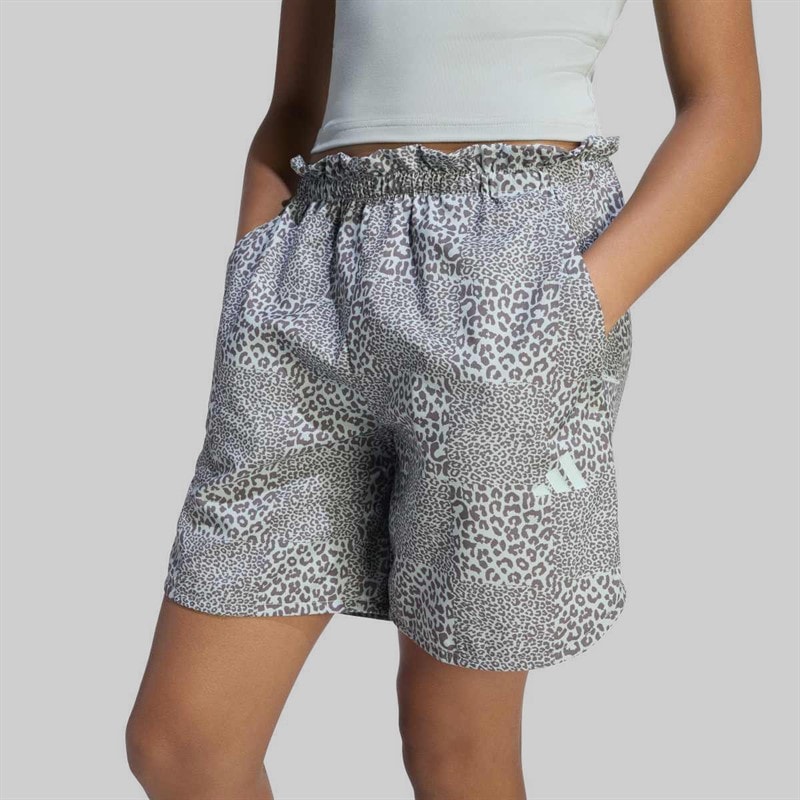 adidas Junior Girls Sport Icons Printed Shorts Wonder Sage/Charcoal/Tactile Green