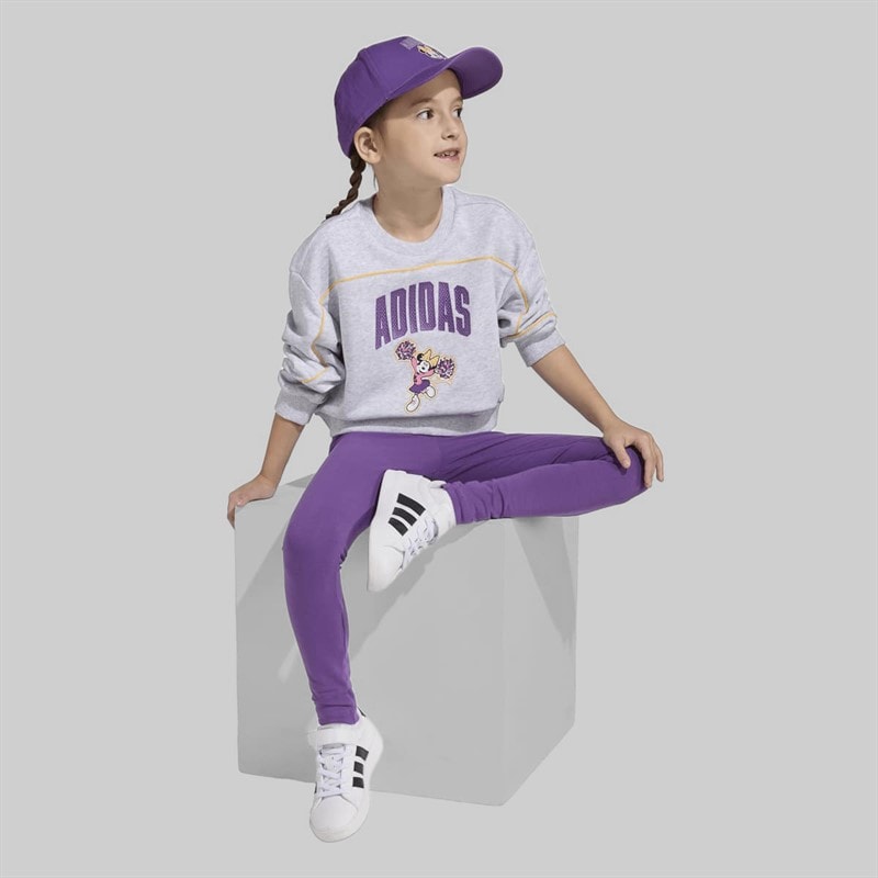 adidas Girls x Disney Minnie Mouse Sweatshirt and Joggers Set Light Grey Heather/Semi Ice Tangerine