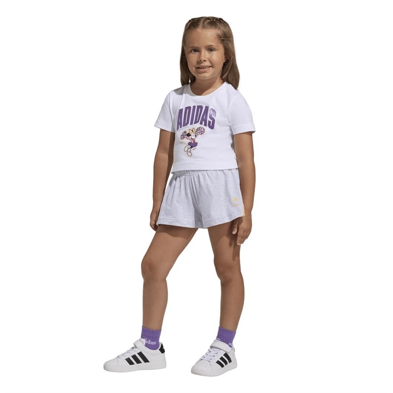 adidas Girls x Disney Minnie Mouse T-Shirt And Shorts Set White/Semi Lucid Tangerine
