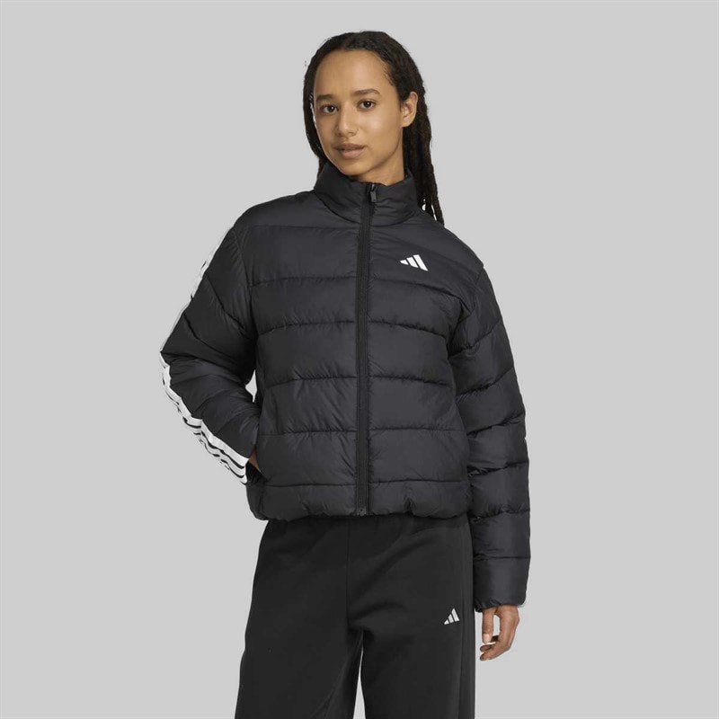 adidas Womens Essentials Climawarm 3 Stripes Synthetic Down Jacket Black