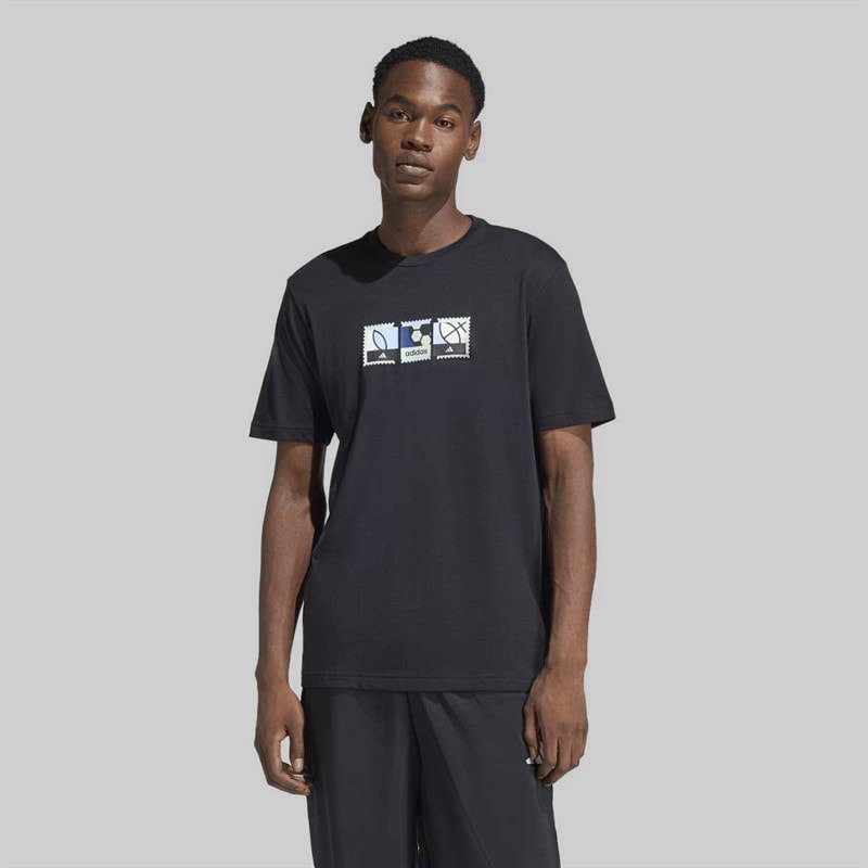 adidas Mens Memories Of Sport Stamps Graphic T-Shirt Black