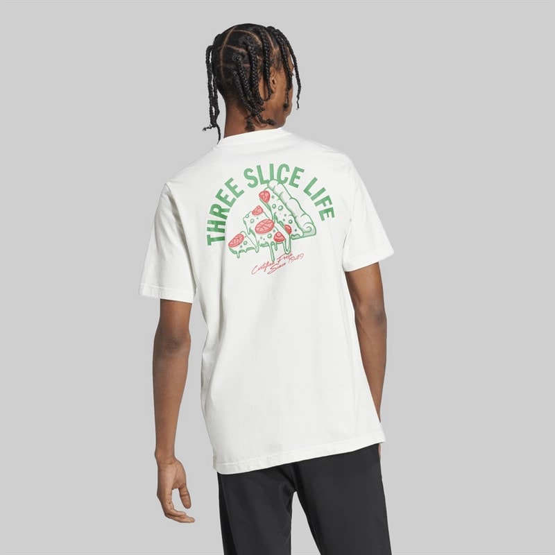 adidas Mens Lounge Pizza Graphic T-Shirt Off White