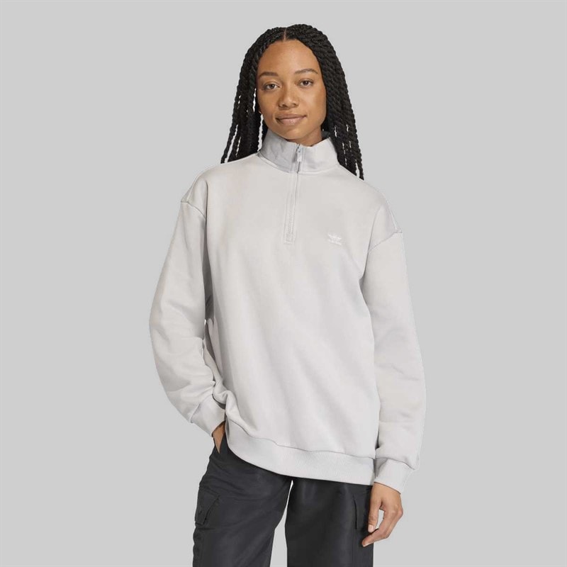 adidas Originals Womens Essentials 1/2 Zip Sweatshirt Grey Two