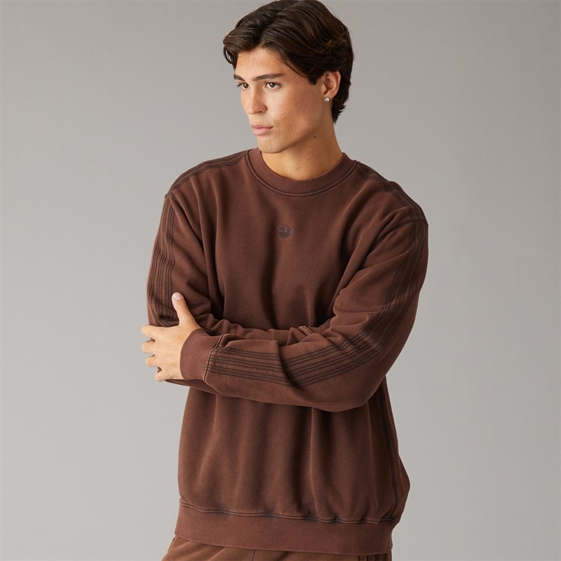 adidas Originals Mens Premium Essentials Retro Washed Sweatshirt Aurora Coffee