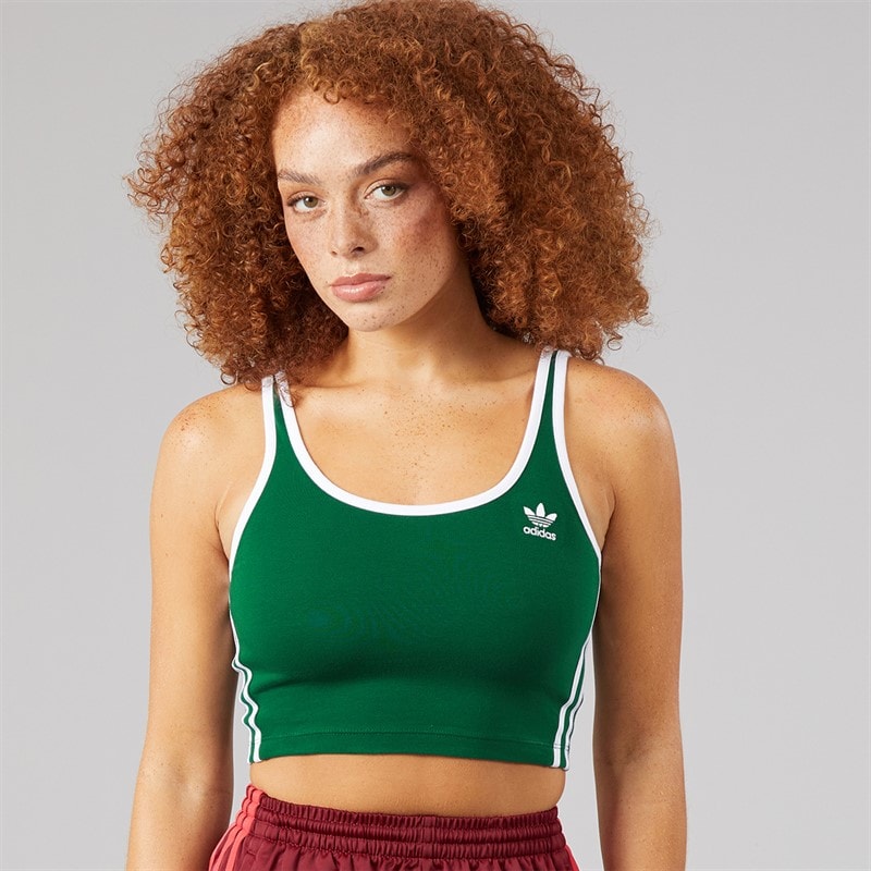adidas Originals Womens Adicolor 3-Stripes Bra Top Collegiate Green