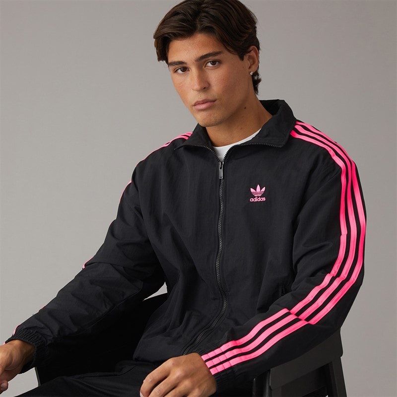 adidas Originals Mens Adicolor Firebird Woven Full Zip Track Top Black/Lucid Pink
