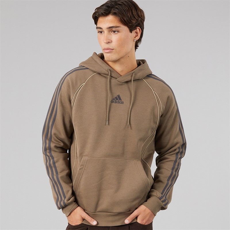 adidas Originals Mens Adicolor Teamgeist Cut Line Hoodie Blanch Brown