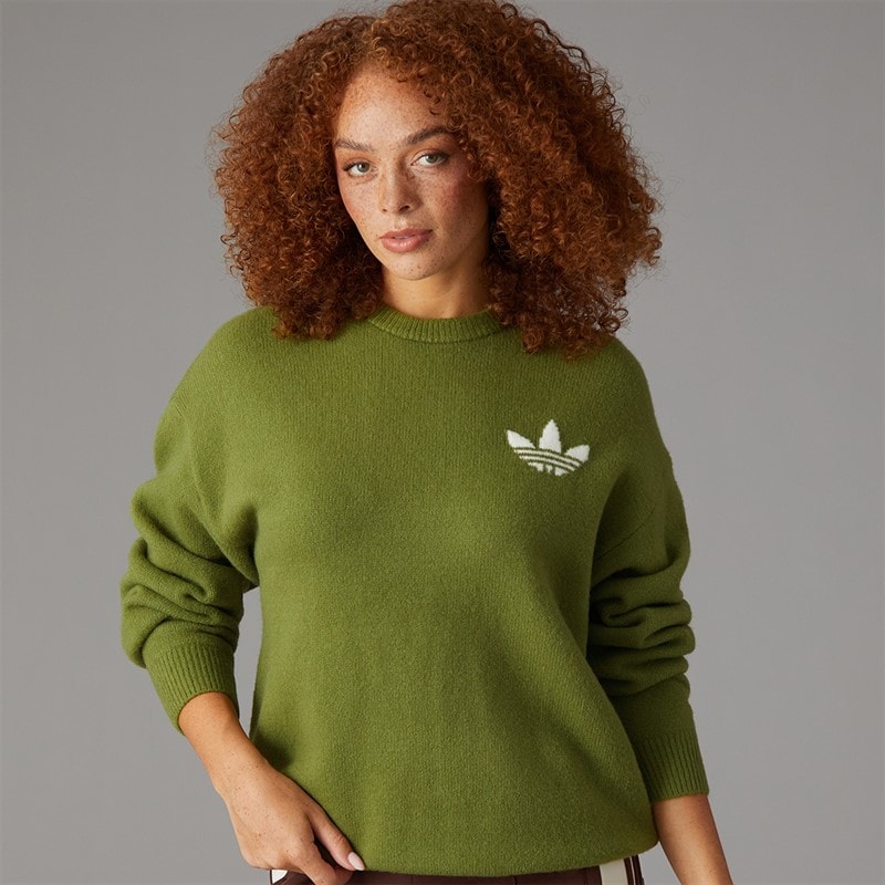 adidas Originals Womens Athletic Dept Knitted Sweatshirt Tech Olive