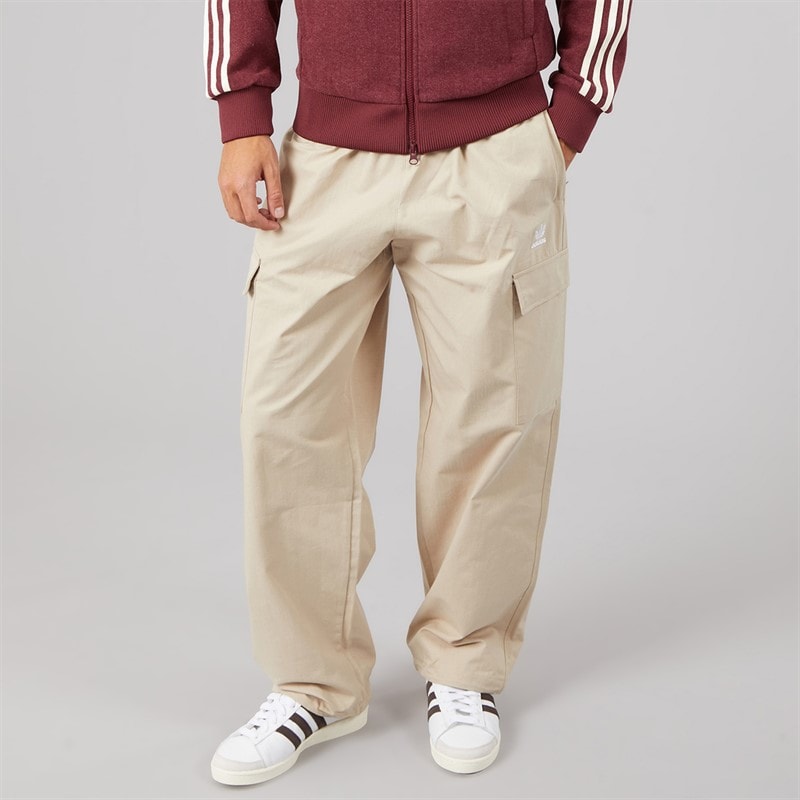 adidas Originals Mens Trefoil Essentials Woven Cargo Pants Stone Khaki