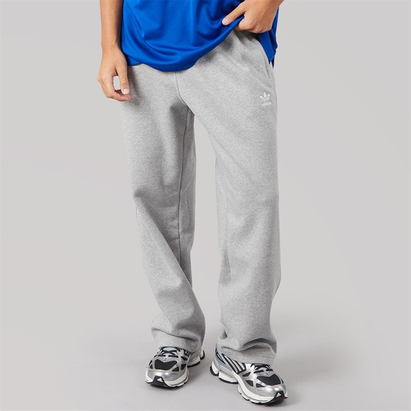 adidas Originals Mens Trefoil Essentials Open Hem Joggers Medium Grey Heather/White