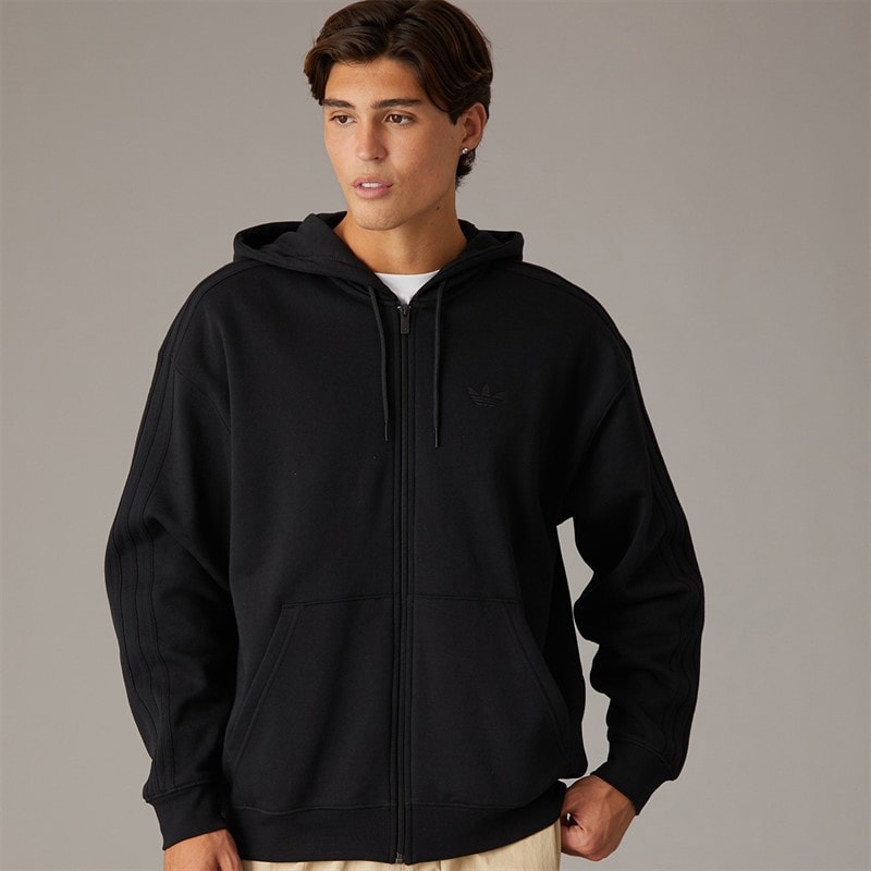 adidas Originals Mens adicolor Oversize Full Zip Hoodie Black/Black