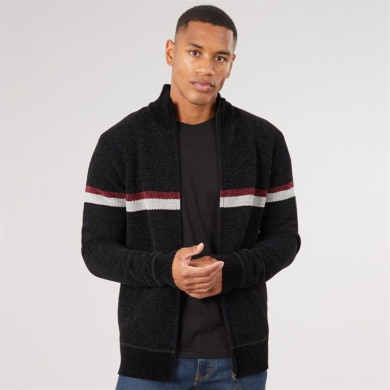 Bewley & Ritch Mens Stampton Chenille Zip Jumper Black