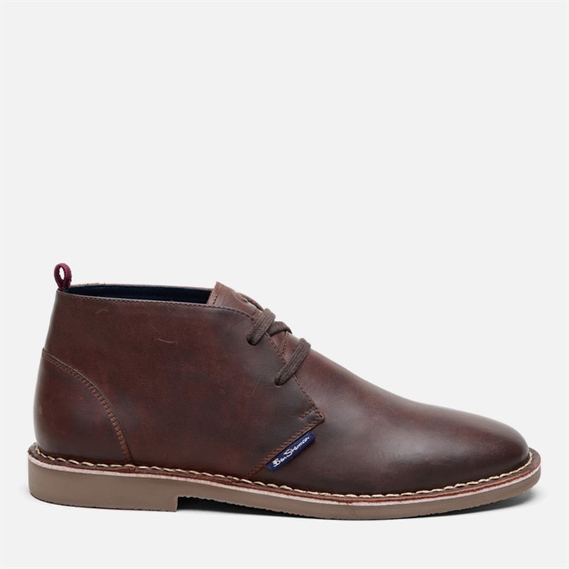 Ben Sherman Mens Hemmings Leather Desert Boots Brown Leather