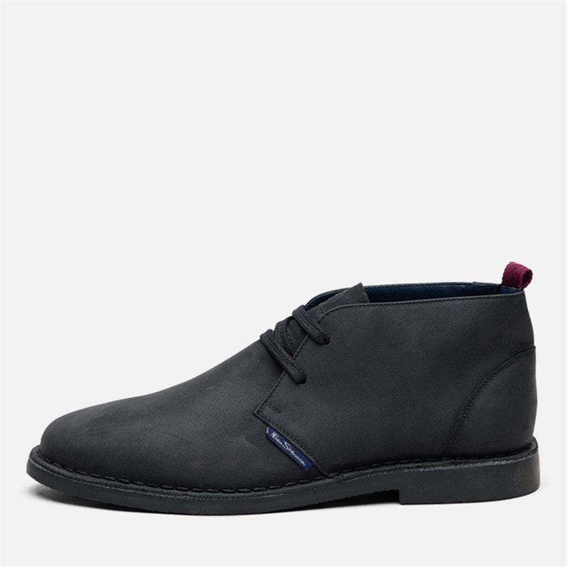 Ben Sherman Mens Hemmings Leather Desert Boots Black Leather