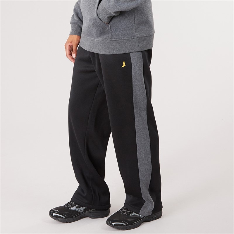 Brave Soul Mens Vukas Wide Fit Joggers Jet Black/Charcoal Marl