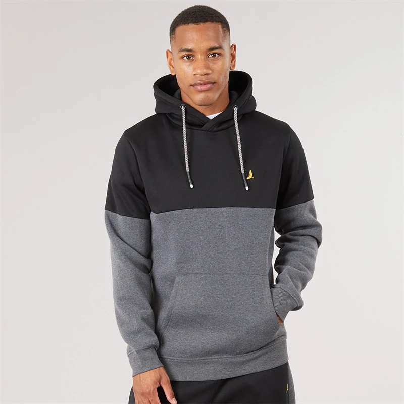 Brave Soul Mens Creevy Hoodie Black/Dark Charcoal Marl